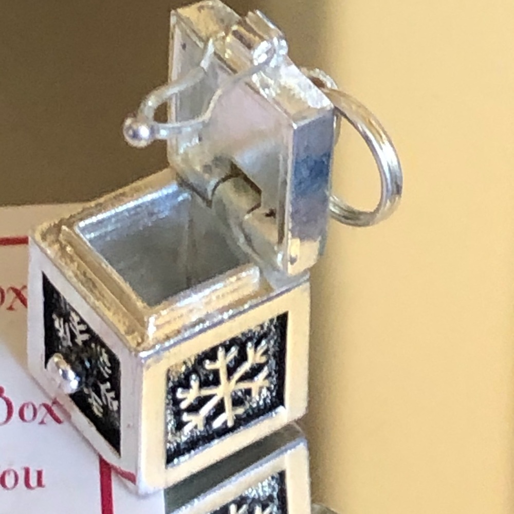 Vintage Silver CHRISTMAS PRAYER BOX Pebdant Jewelry or Charm for Wishes